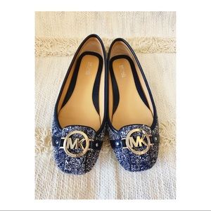 Michael Kors Fulton Tweed Moccasin Flats - Blue